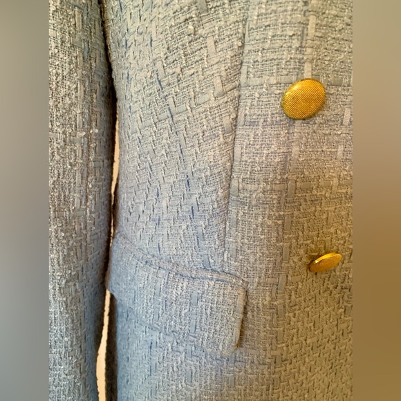 Jason Wu Baby Blue Double Breasted Tweed Blazer - Picture 6 of 8